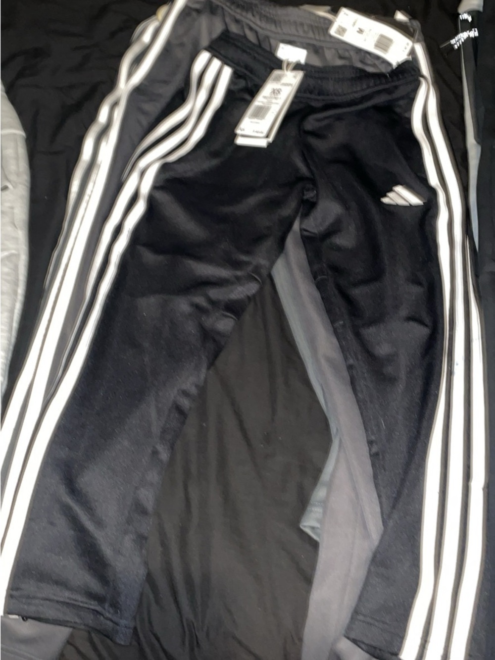 adidas Black Joggers with White Side Stripes with tags sizes xs / s / M kids